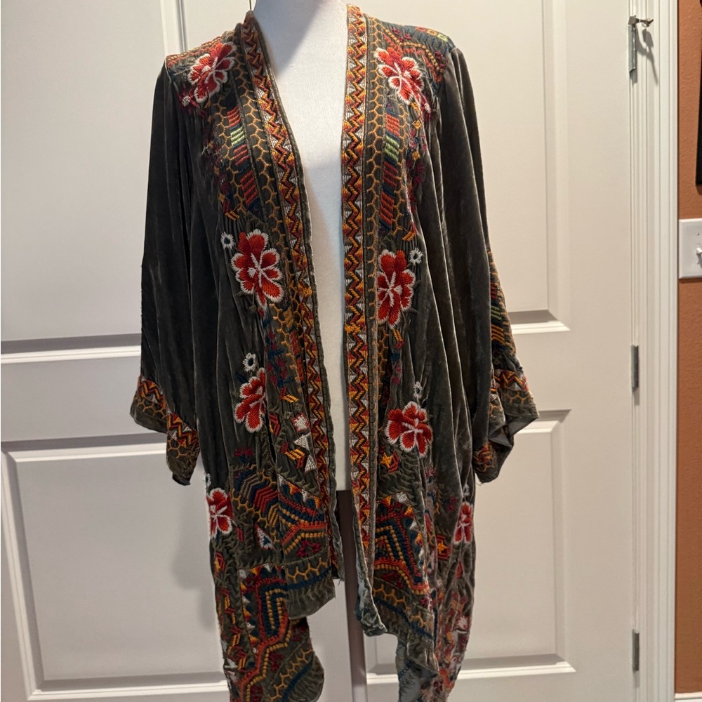 Johnny Was Multicolor Embroidered Kimono Jacket